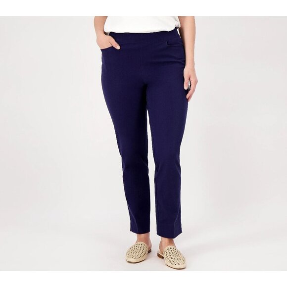 Isaac Mizrahi Live! Dark Navy Regular Straight Leg Cropped Pant Size 10 - Picture 1 of 5